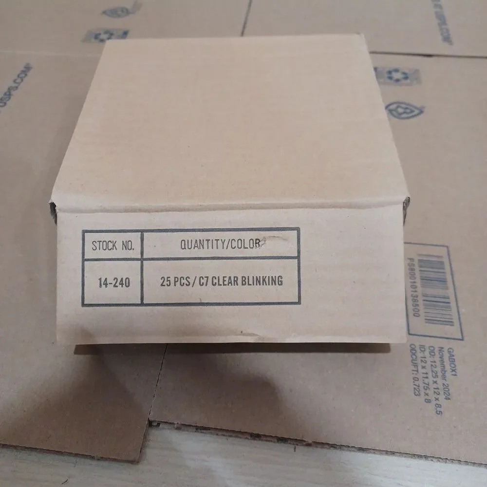 C7 5W Clear Twinkle Light Box 25 Replacement Bulbs Transparent 130v NOS Outdoor